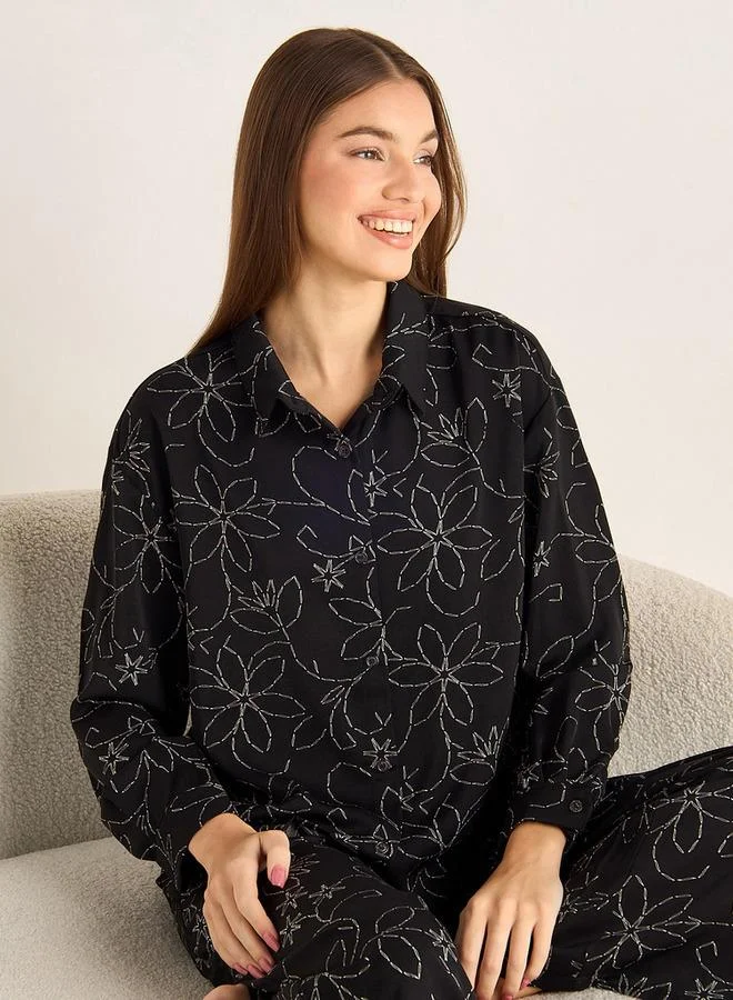 Splash FAV Pyjama Set Button-Down Shirt & Trousers